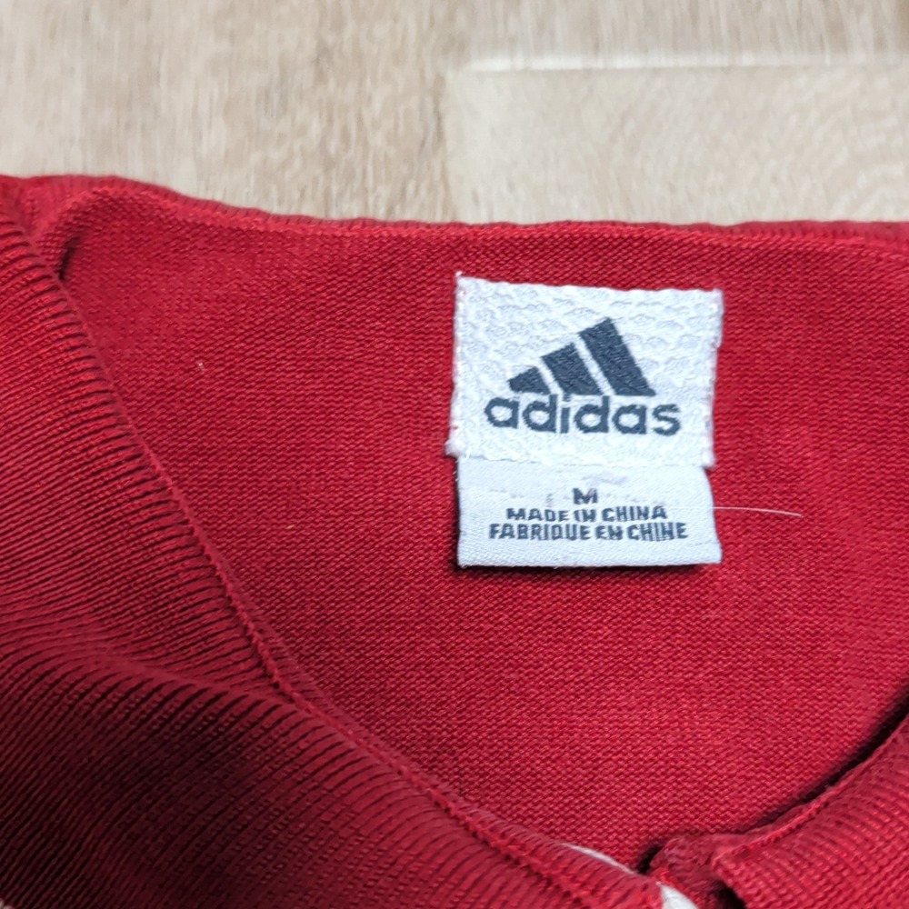 Vintage 2002 Adidas Silk Blend Cardigan Women M Red Button Front Contrast Piping - Picture 3 of 9